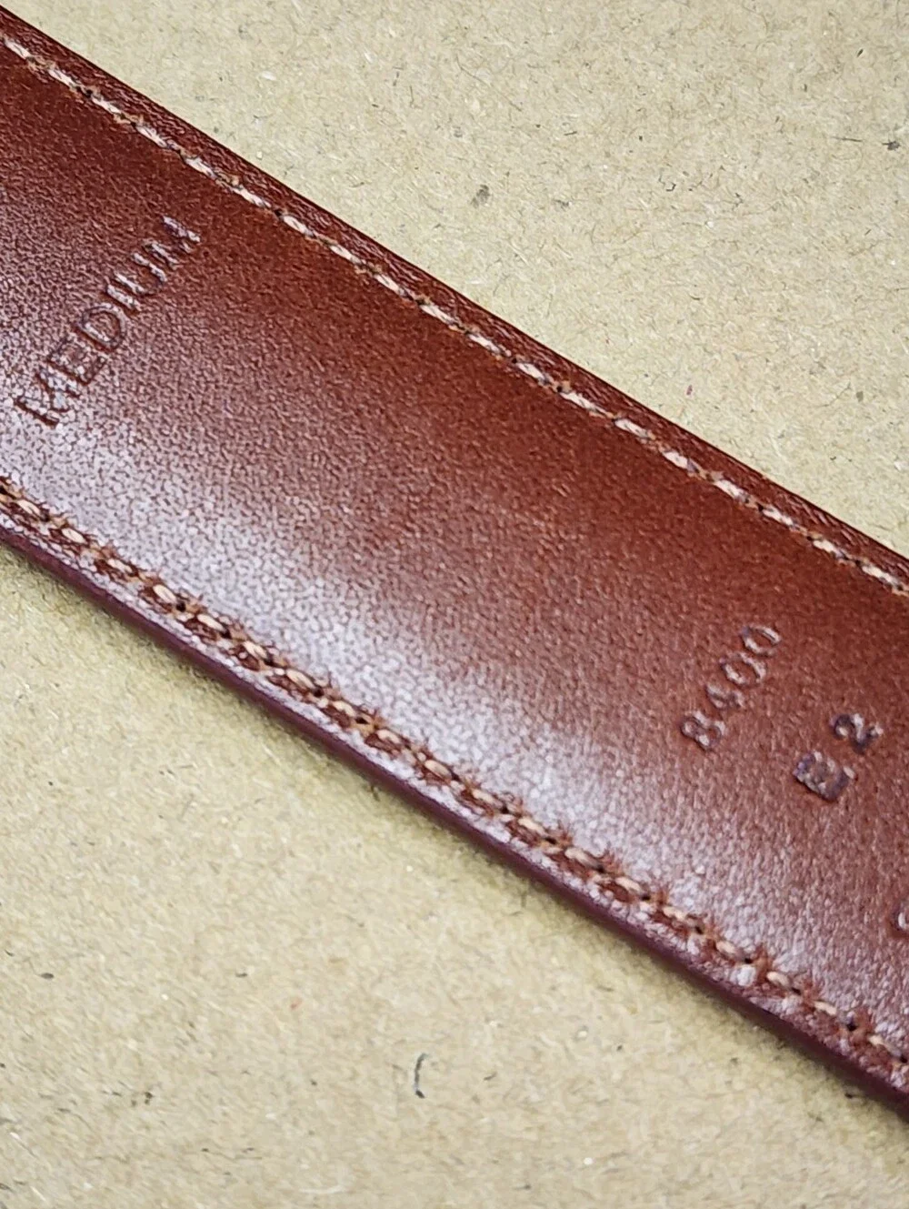 Vintage Coach Belt Red 8400 Tanned Cowhide Solid Brass Buckle Sz. Med. 1